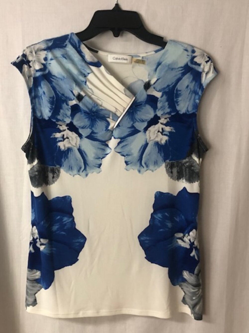 Calvin Klein Blue Gray Floral Shell size S